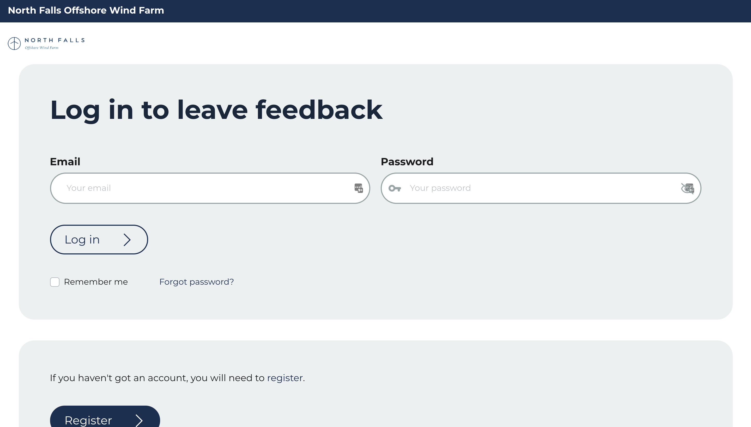 Login page